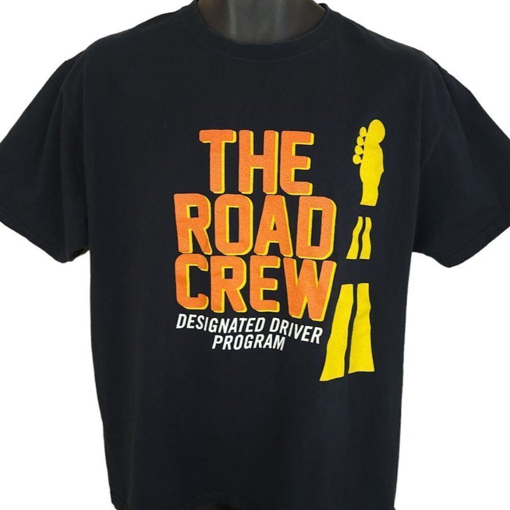 Vintage The Road Crew T Shirt Mens Size Large Black Y2K Designated Driver Roadie
